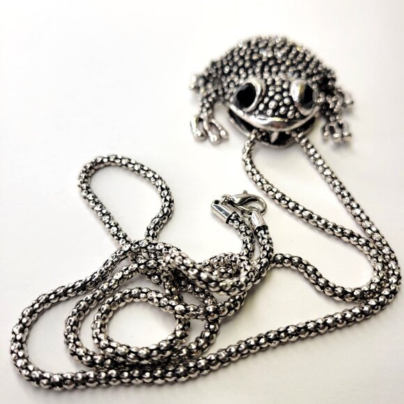 Statement Silver Frog Necklace - Picture 4 of 9